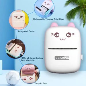 Mini Thermal Bluetooth Printer – Portable Ink-Free Smart Printer (Blue)