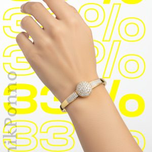 প্রিমিয়াম গোল্ড-টোন ইমিটেশন ডায়মন্ড ব্রেসলেট – ফ্রি সাইজ